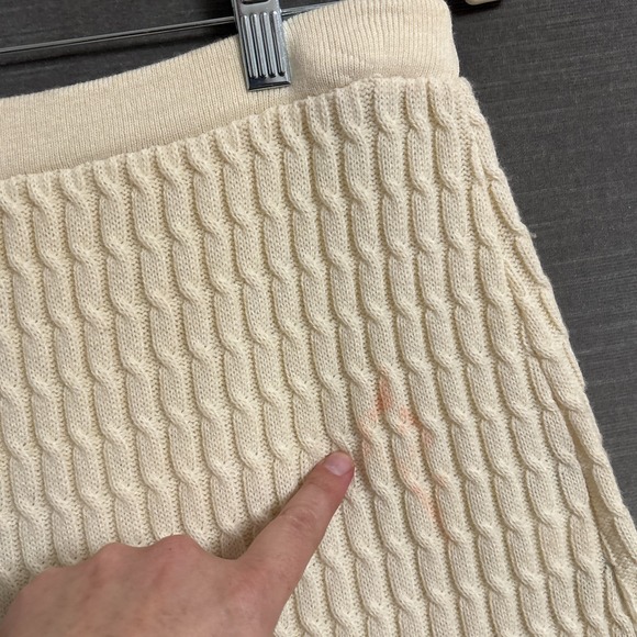 Vintage Panther Sweater Skirt Set L Cream Wool Cable Knit Tank Midi 90s Neutral - Picture 10 of 14